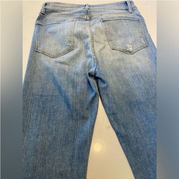 Frame Le Sylvia Slender Straight Raw Edge Light Washed Stretch Jeans Size 28 - Picture 3 of 7